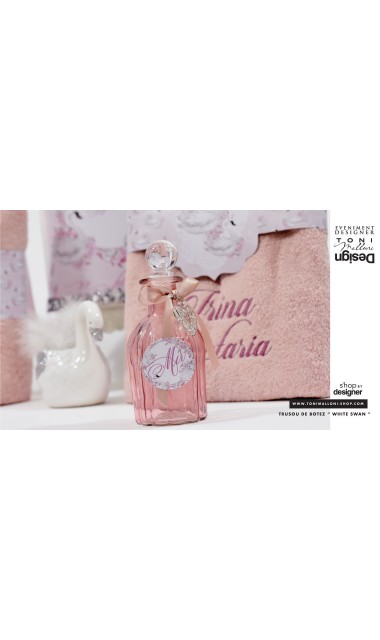 Trusou de botez cu lebede si motive florale personalizat pentru fete, Lebada alba 41
